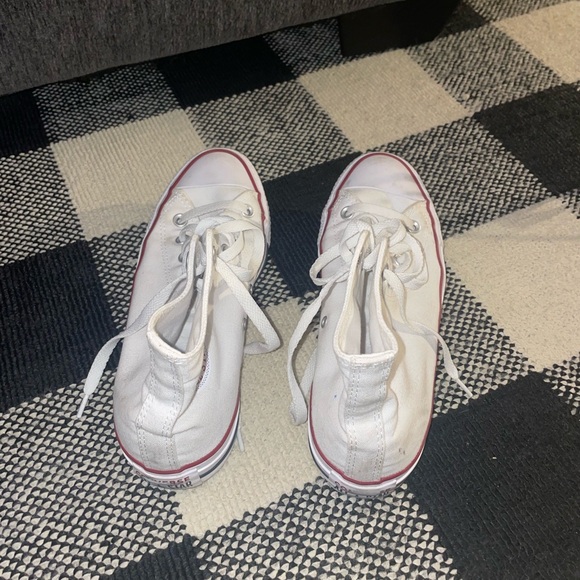 White High-Top Sneakers with Red Trim - Picture 2 of 5